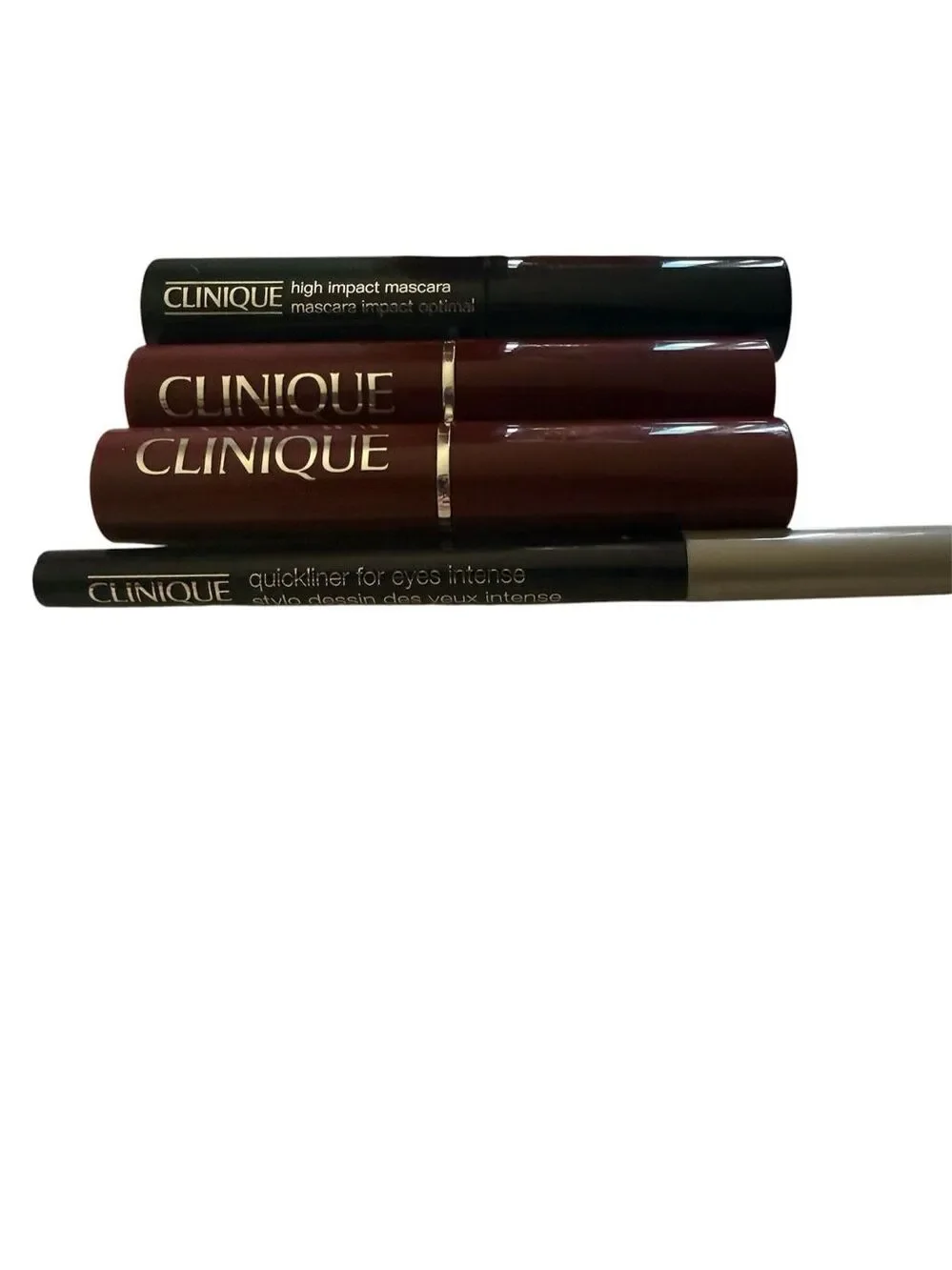 Lot of 6 Clinique Lipsticks Barely & Black Honey Mascara Moisture Surge Eyeliner